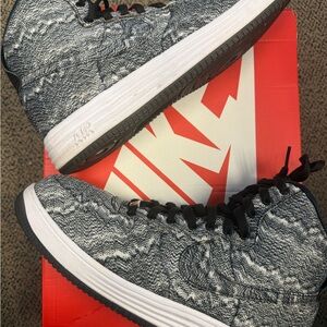 Nike Lunar Force One - Black and Gray Patterned High-Tops